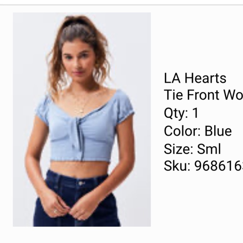 SOLD Pacsun LA Hearts tie front woven top - Picture 2 of 4